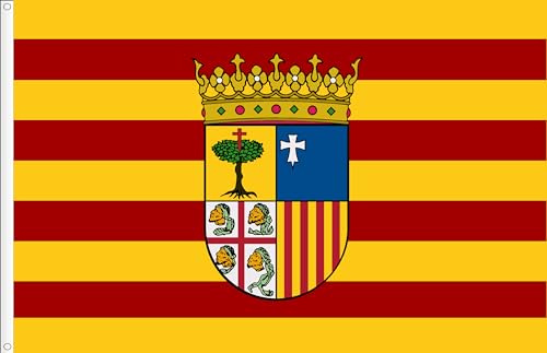 BANDERA DE ARAGÓN. CALIDAD RASO PREMIUM 120D. TAMAÑO GRANDE 150X90 CM