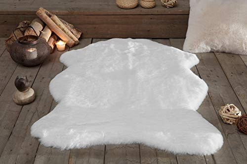 Tappeto in finta pelle di pecora, morbido e soffice pelliccia sintetica, cuscino per sedile, 100 x 140 cm, colore: bianco avorio