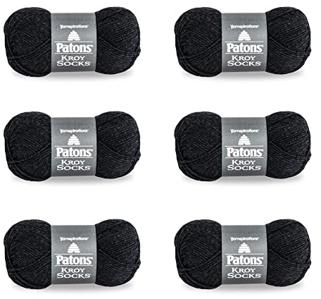 PATONS Kroy Socks Yarn, 6 Pack, Gentry Grey 6 Count