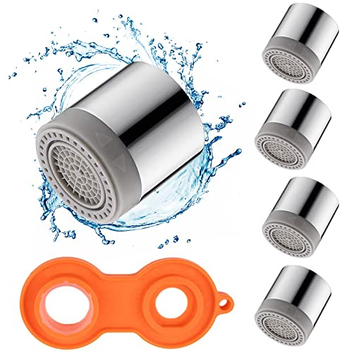 Lot De 4 Aérateur De Robinet M22 Pivotant Double Mode Filtre Économique Eau Filetage Femelle Embout Robinet Avec Mousseur Robinet Clé Pour Éviers De Cuisine, Lavabos