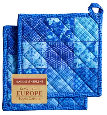 Maison d'Hermine Topflappen-Set, 100% Baumwolle (20 cm x 20 cm, 2er-Pack)