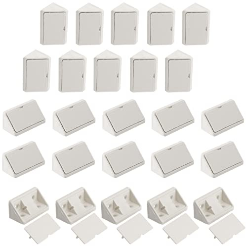 AERZETIX - C65770 - Juego de 25 escuadras de ángulo 42x27mm en plástico con tapa - racor de montaje de muebles - soporte estantes fijación paneles armario tornillo ebanista - color blanco