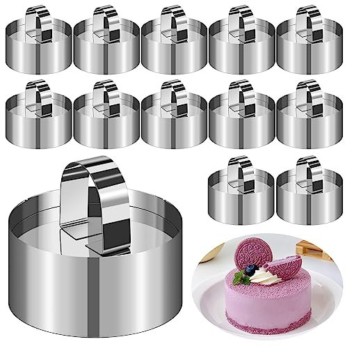 Dessertringe & Tortenring Klein, 24 Stück Dessertringe Set mit Speiseringe Ø 8 cm & Pusher Edelstahl Kuchen Ringe Dessert Formen Mousseformen KuchenForm Törtchenform Backform Rund für Kuchen DIY