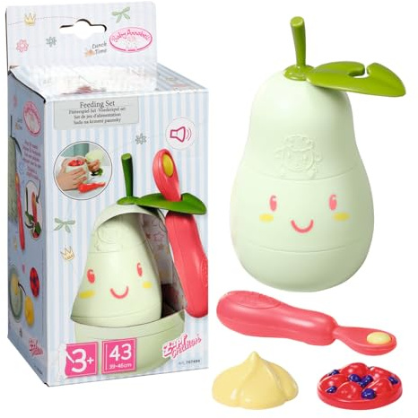 Baby Annabell Lunch Time Feeding Set 707494 - Pear-Shaped Feeding Lunch Box for 36cm and 43cm Baby Annabell - Require 3 LRAA (Included) - Suitable for Kids From 3+ Years