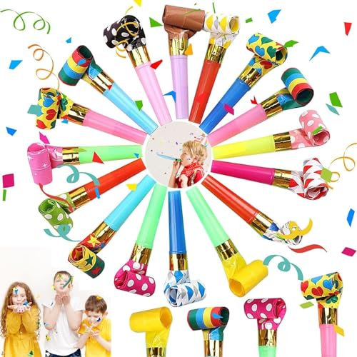 20 Stück Tröten Kindergeburtstag, Krachmacher, Partyspass Scherzartikel Party Tröte Tröten Zubehör Spaß, Farbig Gemischt, Lustige Spielzeuge Für Neujahr Geburtstag Party, Kinder Party, Weihnachten