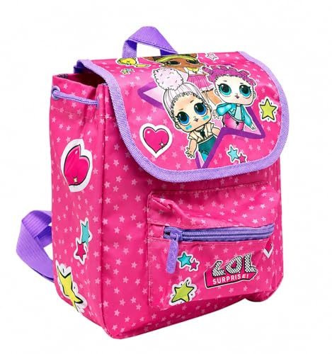 Zaino LOL Surprise Bambina con Laccio e Patta Zainetto Asilo Rosa con Tasca Frontale Zip Spallacci Regolabili e Manico 20x20x9 cm 100% Poliestere