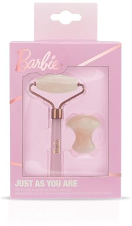 Barbie Rosenquarz-Gesichtsroller und Rosenquarz-Augenstein-Massagegerät - Rosenquarz - für Gesicht und Augen - Hautpflege - Verwöhnen