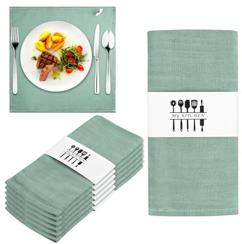 Domisyee Servilletas de tela, juego de 6 unidades, toallas de mesa de tela, cómodas y reutilizables, 40 x 40 cm, restaurante, bodas, eventos y fiestas (guisantes verdes)