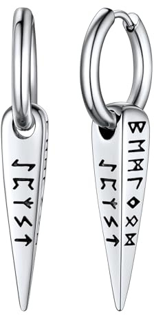 FaithHeart Creolen Ohrringe für Herren Männer, Punk Piercing Hoop Ohrstecker mit Wikinger Rune Symbol, Wikinger Ohrring mit Geschenkbox für Weihnachten Geburtstag