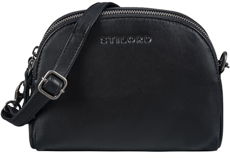 STILORD Mikasa Kleine Umhängetasche Damen Leder Handtasche Vintage Ledertasche zum Umhängen Elegante Abendtasche Frauen Freizeittasche Echtleder Farbe:schwarz