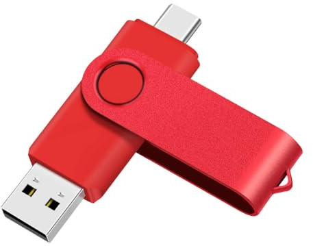 Yaxiny Unidad Flash USB C de 16 GB OTG, Pen Drive USB 3.0 y Tipo C, Memoria Para Smartphone Android, Color Rojo Metálico