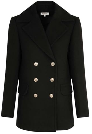 Morgan femme Manteau mi-long noir avec laine Taille 38