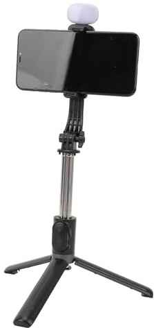 Trépied de Téléphone avec Perche à Selfie avec Lumière, Trépied Rechargeable par USB, Longueur Réglable de 1 M, Perche à Selfie Télescopique BT avec Télécommande sans Fil pour