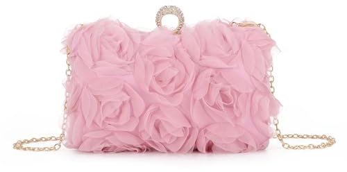 Syrads Bolsos de mano florales para mujer Clutches de noche de verano formales con cadena desmontable para boda
