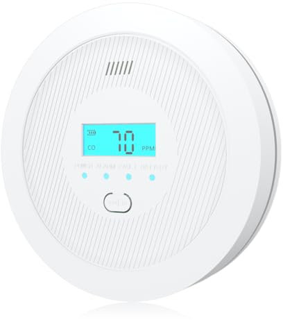 Rilevatori di monossido di carbonio, allarme, durata del sensore di 10 anni, rilevatore di CO con pulsante di prova e display LCD, allarme di CO alimentato a batteria per casa, camper, roulotte