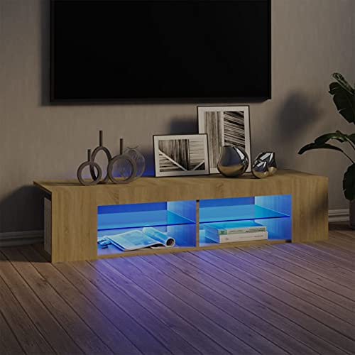 Sufrk TV-Schrank mit LED-Leuchten Fernsehschrank Schrank Wohnzimmer Tv Cabinet Sideboard Wohnzimmer Tv Sonoma-Eiche 135x39x30 cm