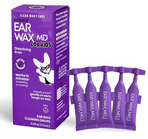 eosera Ear Wax MD for Kids - Ear Wax Dissolving Drops, 5pk Vials | Fast-Acting | Breaks Down & Dissolves Ear Wax in as Little as 1 Treatment | Clinically Proven | Gentle & Safe I for Kids Age 2+