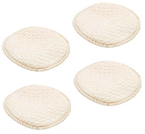 Cuscinetti Assorbilatte Assorbenti 4 Pezzi 11x11 Cm Cotone | Beige, Design Lavabile, per Allattamento, per Future Mamme, Formato Compatto