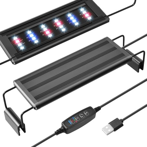 FEDOUR USB Mini Aquarium LED Light, Vollspektrum Aquarienbeleuchtung mit ausziehbaren Halterungen, Verstellbare Aquarienpflanzen Licht mit externem Controller, für Süßwassertank