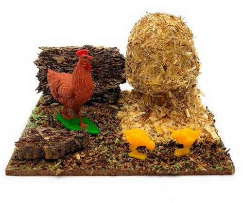 Acan Tradineur - Pajar y Animales para Belén, Resina, Figuras, Nacimiento, Pesebre, Navidad, decoración Tradicional - 7 x 7,5 x 10,5 cm - Modelo Aleatorio