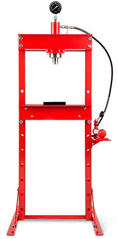 EBERTH hydraulisk press verkstadspress 20T press hydraulisk med tryckmätare, 8-positions justerbar, arbetshöjd 1035 mm, arbetsbredd 520 mm, totalhöjd 1670 mm, 2 stödbackar, hydraulcylinder