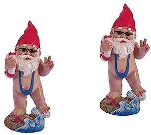 POPETPOP Lot De 2 Statues De Jardin en Résine Gnomes Figurines De Bikini Décoratives pour Un Décor Extérieur Original