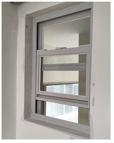White Flush Mount Shed Window with Tempered Glass & Screen, Barns Playhouses Chicken Coop Aluminum Ventilation Vertical Sliding Window, 10 12 15 16 18 21 23 24 Wide(W x H 16x21in
