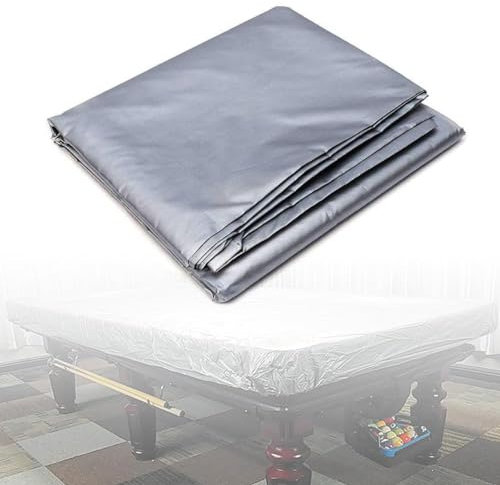 Verdickte PVC-wasserdichte Pooltisch-Staubabdeckung, vollständiger Schutz für Billard-Snookertisch, starke und langlebige silberfarbene Abdeckung