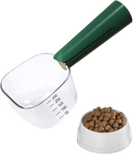 Cuillère Multi-Usage, Cuillère Graduée Transparente,Pelle à Nourriture pour Animaux de Compagnie, Doseur Croquettes Chien Cuillère à Nourriture pour Chat Cuillère à Mesurer à Long Manche,Cuillère à no