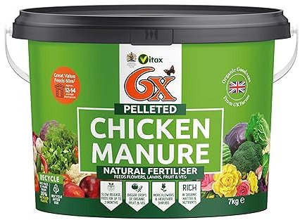 Pelleted Chicken Manure Fertiliser - 100% Natural Organic Plant Food for Flowers, Lawns, Vegetables & Pots | Rich in Nutrients (Pelleted Chicken Manure Fertiliser 7Kg)