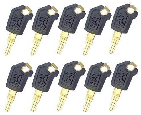Polartreehome C-aterpillar Lot de 10 clés d'allumage universelles 5P8500 pour engins de chantier, interrupteur de démarrage moteur universel pour M-achinery/B-Ulldozer lourd de C-aterpillar (CAT)