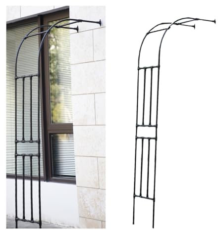 Halber Gartenbogen,Gegen die Wand Rosenbogen,60/120/220cm breit,Torbogen Rankhilfe aus Metall,Kompakt spalier Für Außenbereiche Blumenstütze,Rankbogen für Kletterpflanzen,Schwarz(HxBxT: 240 x 200 x 40