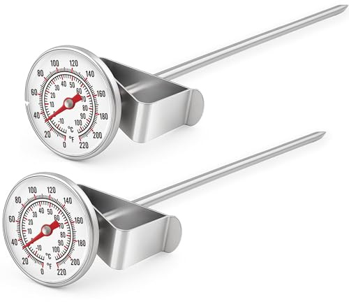 Innoteck Frothing Thermometer 15.5 cm - Stainless Steel - with Clip Attachment - Instant Read and Accurate Catering Temperature - Ideal for Coffee, Milk and Liquid Frothing Pack of 2