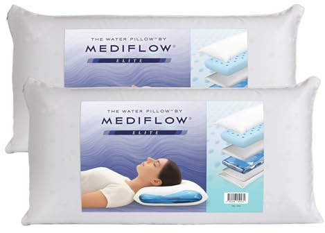Mediflow Kühlendes Gel-Memory-Schaum Wasserkissen Elite Kollektion mit anpassbarer Unterstützung zur Linderung von Nackenschmerzen (40 x 80 cm, 2er-Set)