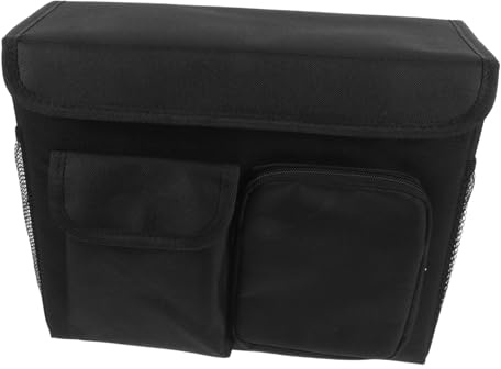 Rollstuhltasche Schwarz mit Mehreren Fächern aus Oxford für Senioren | Becherhalter für Rollator, Zubehör zum Tragen von Gegenständen, Tasche für Rollstuhl Hinten
