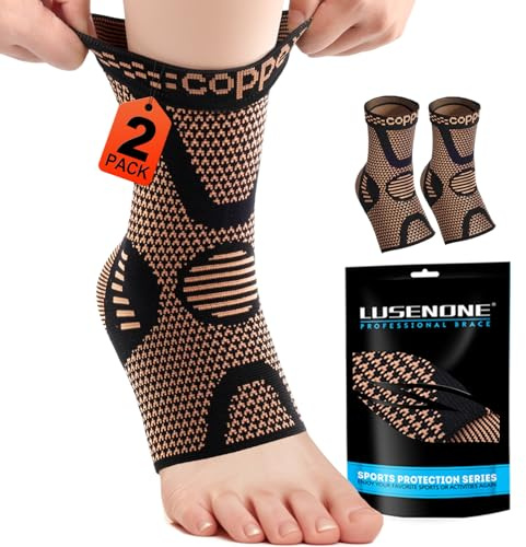 2 fasce per caviglia in rame, per fascite plantare, tendine d'Achille, migliori calze a compressione per donna/uomo, bendaggio ortopedico destro/sinistro, rame, L
