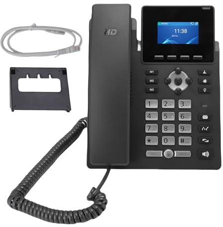 EIMSOAH IP-Telefon, VoIP-Konten, 2,4-Zoll-Farbdisplay, Dual-Port-Gigabit-Ethernet-Desktop-Business-Media-Telefon, für öffentliche Bereiche