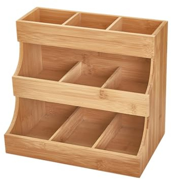 ALCXAZS Soporte de Para madera para bolsas de té para el hogar y la Oficina, superficie lisa y utilización del espacio Vertical, estante almacenamiento bolsas té, caja para