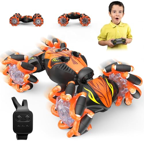 Bubbacare Voiture Télécommandée 2.4GHz 4WD: Faites des Figures et Rotation 360°, avec Musique & Lumières LED Colorées - Conduite Stable, Cadeau Enfant 6-12 Ans