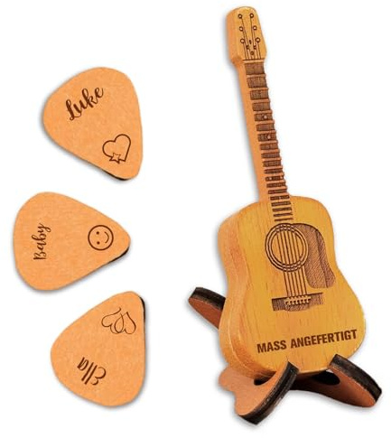 Plektrum Box Personalisierte Gitarren Plektrum Halter Etui mit Text Name PU-Leder Plektren Organizer Aufbewahrungstasche Plektren Tasche für Akustik und E-Gitarre (Gitarrenplektrenhalter 1)