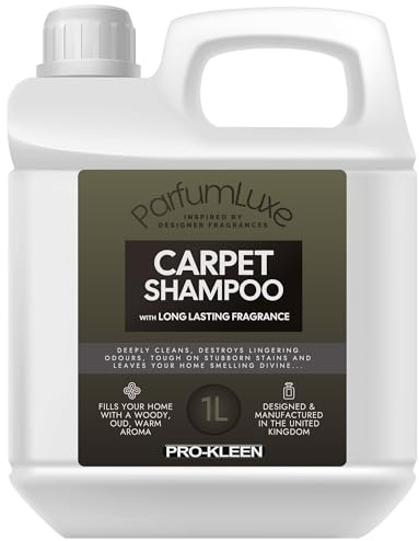 Pro-Kleen Parfum Luxe Carpet Shampoo 1L - Deeply Cleans, Removes Stains, Deodorises - Inspired by Designer Fragrance - Leaves a Long-Lasting Woody, Oud & Warm Fragrance