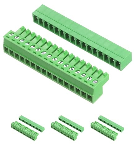 sourcing map Set di 4 connettori a morsettiera a vite a 16 pin, passo 3,81 mm, montaggio su PCB, spina Phoenix ad angolo retto per elettronica fai da te moduli di alimentazione audio 26-16AWG