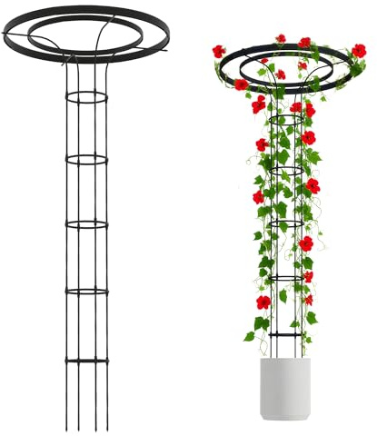 OnlyGarden Garden Trellis for Climbing Plants Outdoor, 6.9FT Tall Metal Obelisk Trellis, 82.7 Umbrella Trellis for Potted Plants, Mushroom Top Trellises for Vines, Rose, Clematis, Pea, Bean, Tomato