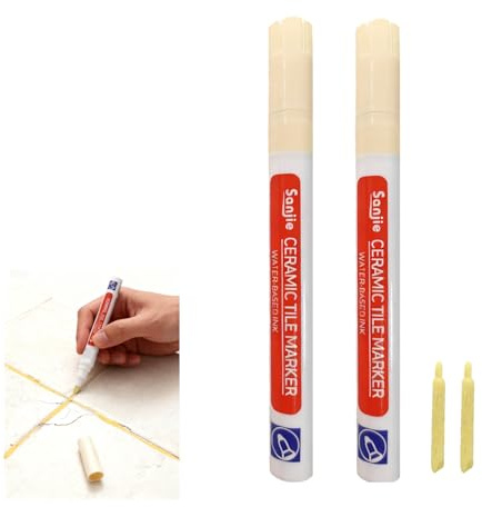 2 Piezas Rotulador para Reparación de Juntas de Azulejos, Rotulador para Juntas de Azulejos, Rotulador para Baños, para Renovar Superficies de Piso y Pared en Baños y Cocinas (Beige)