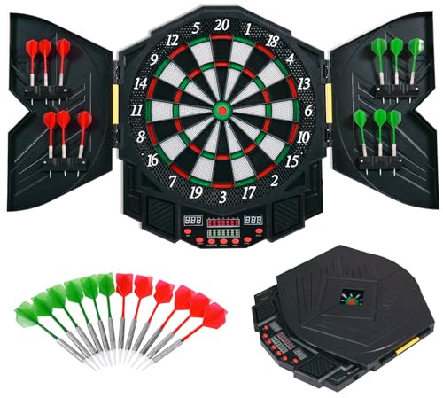 SPOTRAVEL Electronic Dartboard Set, Professional Dart Board with Cabinet