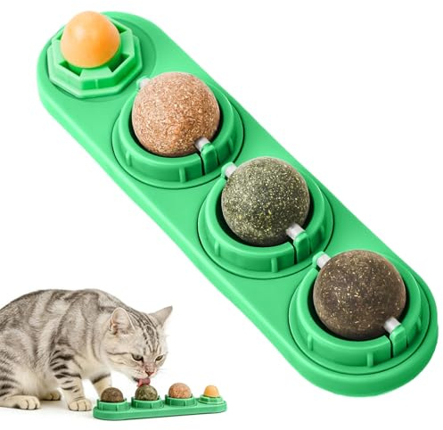 Zahoken Bolas de Catnip para Gatos,4 Bolas de Juego de Hierba gatera de Pared | de para Gatos - para Ejercicio, Estimulación Mental, Juego, Entrenamiento y Viaje