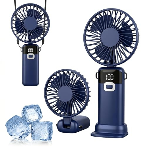 Ventilador Portátil de Mano Portátil Mini Ventilador 3 en 1 USB Recargable Plegable de Mesa con 5 Velocidades Ajustables Pequeño Ventilador de Bolsillo Silencioso para Oficina Hogar Viajes Concierto