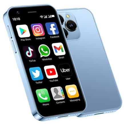 Longben Mini Smartphone 4G débloqué, écran 3,0, Android 10.0, Petit téléphone Double SIM, 2000 mAh, Face ID GPS WiFi, Bleu 2 + 16 Go