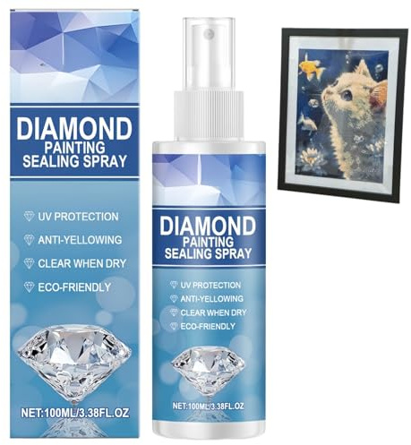 Diamond Art Sealer Spray,Crystal Art Sealer,Diamond Art Glue,Spray for Art with High Gloss,Durable Strong Seal,Diamond Art Kits,Transparent Traceless Craft Glue,Crystal Art Accessories and DIY,100ml