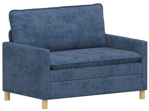 Yisssmeng 2-Sitzer Sofa Blau, Moderne Polstercouch aus Stoff, Kompaktes Wohnzimmersofa für Kleine Räume, Zweisitzer mit Robustem Metallrahmen und Dicken Kissen, 126x81x87,5 cm
